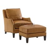 美式乡村皮艺单人沙发沙发椅法式新古典真皮老虎椅休闲椅高端定制