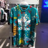 【包子正品】Adidas三叶草专柜代购 男女通用 时尚印花T恤 ao2982