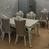欧式大理石餐桌椅组合6人 小户型1桌4椅新古典吃饭桌子长方形餐台