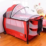 防蚊虫帐纱+双层摇篮+尿布台的可折叠欧美婴儿床
