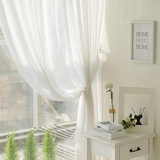 白色十字麻纱客厅阳台飘窗成品定制窗帘纱帘 现代简约纯白纱窗纱