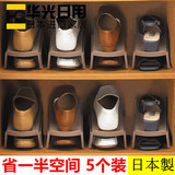 日本进口简易鞋架上下双层鞋子收纳架塑料鞋柜整理架置物架5个装