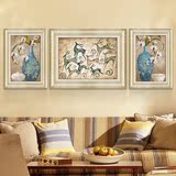 欧式油画花卉抽象招财鹿客厅装饰画沙发背景墙挂画风景画三联组合