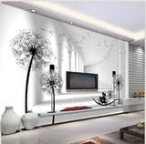 电视背景墙壁纸大型壁画客厅现代简约3d立体墙纸无纺布墙布蒲公英