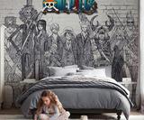 海贼王个性砖墙创意壁纸男孩房间无纺布环保墙纸卡通动漫定制壁画
