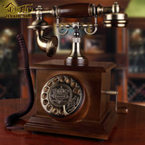 包邮仿古电话机实木古董电话欧式旋转盘老式家用复古电话机座机
