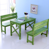 地中海实木餐桌椅组合彩色桌椅酒吧咖啡厅可碳化桌椅酒店桌椅订制