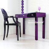 镜面梳妆台玄关桌玻璃家具化妆台卧室化妆桌欧式现代紫色F0219