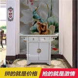 新古典彩绘新中式实木家具白色翘头玄关鞋柜餐边柜洗手台正品包邮
