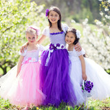 新款欧美女童婚纱礼服 5岁女孩花童礼服生日演出主持钢琴6演出服