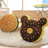 巧克力米奇甜甜圈抱枕坐垫靠枕面包 仿真汉堡点心创意家居毛绒枕