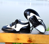 韩版品牌手工童鞋黑白配头层牛皮男童女童礼仪正装皮鞋花童鞋表演