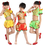 新款六一儿童演出服鼓风民族服灯笼裤舞蹈服小孩表演服幼儿舞台装