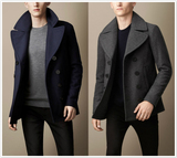 T21 /新短款男士休闲时尚的双排扣西装领羊毛羊绒混纺外套大衣