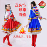成人藏族舞蹈服装蒙古少数民族精品毛藏裙水袖女装舞台表演裙演出