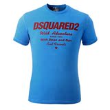 [优众正品]DSquared2湖蓝色印花男士纯棉短袖T恤