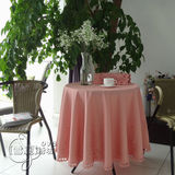 特价外贸田园布艺欧式刺绣餐桌布台布圆桌布镂空盖巾《粉色玫瑰》