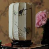 新中式古典蚕丝手绘写意花鸟客厅卧室床头书房会所茶楼布艺台灯