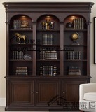 古典实木书柜定制 大型实木书柜定做 美式风格实木书房家具定制