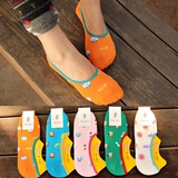 韩国原单袜子女士隐形袜套 卡通浅口全纯棉短船袜可爱女袜5双包邮