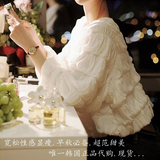2015春秋新款韩版褶皱娃娃领长袖白衬衫女装上衣打底衫宽松洋装潮