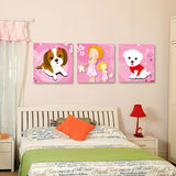 现代儿童房卧室床头装饰画壁画挂画墙画 可爱卡通小狗 玄关无框画