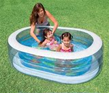 美国INTEX57482-透明椭圆水池/儿童充气游泳池/三层蓝色透明圆形