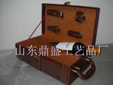 高档PU皮红酒礼盒定做批发红酒盒带酒具红酒皮盒棕色双支红皮盒
