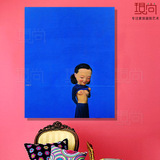 蓝 手绘油画现代卡通人物装饰画 客厅餐厅幼儿园壁画刘野作品临摹
