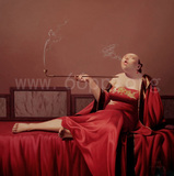 纯手绘临摹布面油画/当代油画/刘宝军作品/抽烟袋的女人系列
