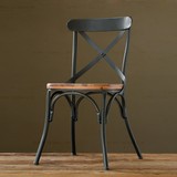 法式LOFT 工业铁艺座椅 咖啡餐椅 吧台椅复古做旧靠背座椅仿古