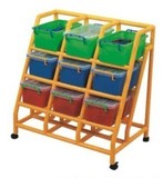幼儿园亲子园早教教室三层玩具收拾架收纳柜专利产品带轮子可移动