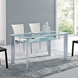 简约时尚现代钢化玻璃铝合金餐台组合餐桌椅双层长方形饭桌Y132