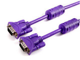 高品质紫薰兰1.5米VGA线 真正3+6纯铜芯屏蔽双磁环 针对针