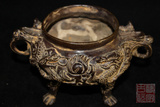 ｛西洋古董铜器｝国外回流 浮雕龙纹宣德香炉 重745克 0771