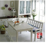 奢宜美式餐桌椅地中海风长椅靠背实木做旧上海厂家特价可定制定做