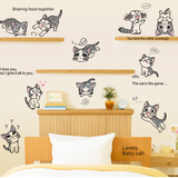 艾菲儿童房卧室幼儿园贴画厨房橱柜装饰可爱小猫卡通墙贴纸RZ7054