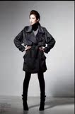 韩国代购2015冬装新款韩版修身宽松大码女装羊毛呢大衣羊绒外套