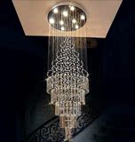 莱特灯饰现代复式旋转楼梯LED水晶吊灯客厅别墅吊线灯圆形工程灯