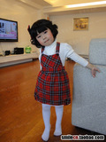 韩式无袖围裙苏格兰红黑儿童围裙可爱公主罩衣围兜画画衣袖套另售