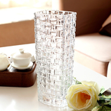 美宜空间仿水晶透明玻璃加厚花瓶/水培富贵竹 插花百搭花器