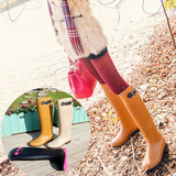 韩国新款时尚雨鞋女防水鞋高筒搭扣女式彩色马靴雨靴冬季加绒保暖