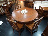 定1.2米 美式白色1.5 一桌六椅组合 全纯实木 白橡木1.35米圆餐桌