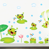 卡通青蛙图案贴纸可爱荷叶蛙蛙墙壁装饰贴大眼萌蛙墙壁贴可移彩贴