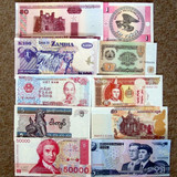精美外国纸币 全新10个国家各一张 外国钱币外币 1元1张