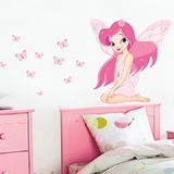 卡通小女孩贴画 公主房床头贴纸 电视沙发墙卧室客厅墙贴美丽女孩