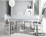 高档大理石餐桌欧式长方形玻璃6人餐台简约现代不锈钢餐桌椅组合