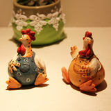 欧式乡村做旧小号树脂彩绘鸡摆件家居装饰品婚房摆件结婚礼物