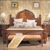美式大床 欧式风格 实木手工雕刻 精品家具 WL-A08双人床 特价床