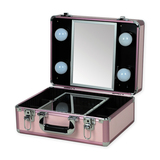 高档小型专业带灯化妆箱LED轻便手提式带镜子彩妆跟妆工具箱